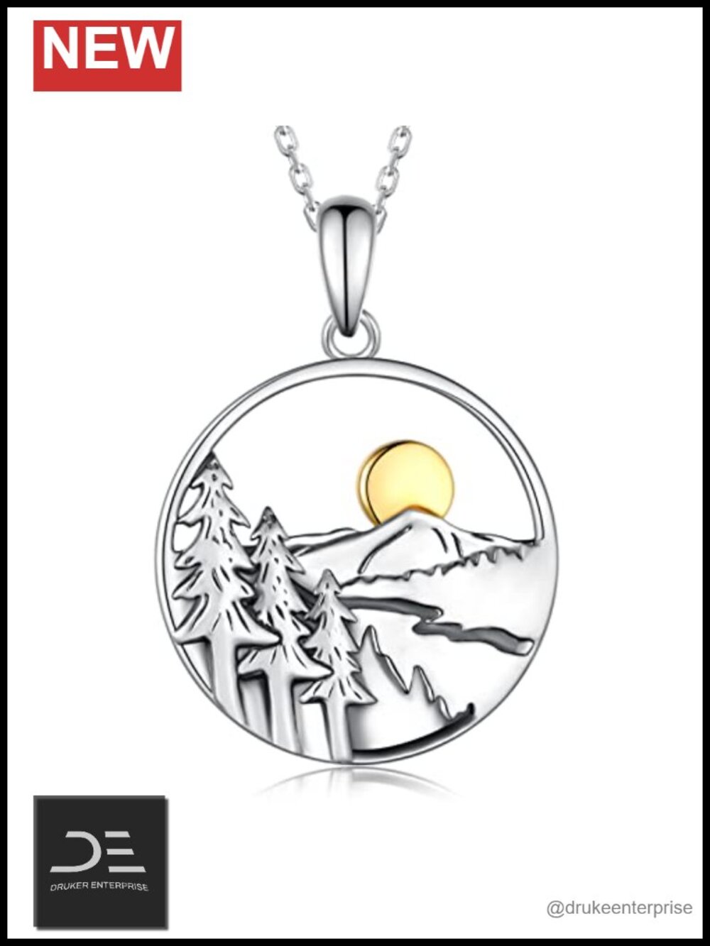 Sterling Silver Mountain Pendant Necklace for Outdoor Nature Lovers